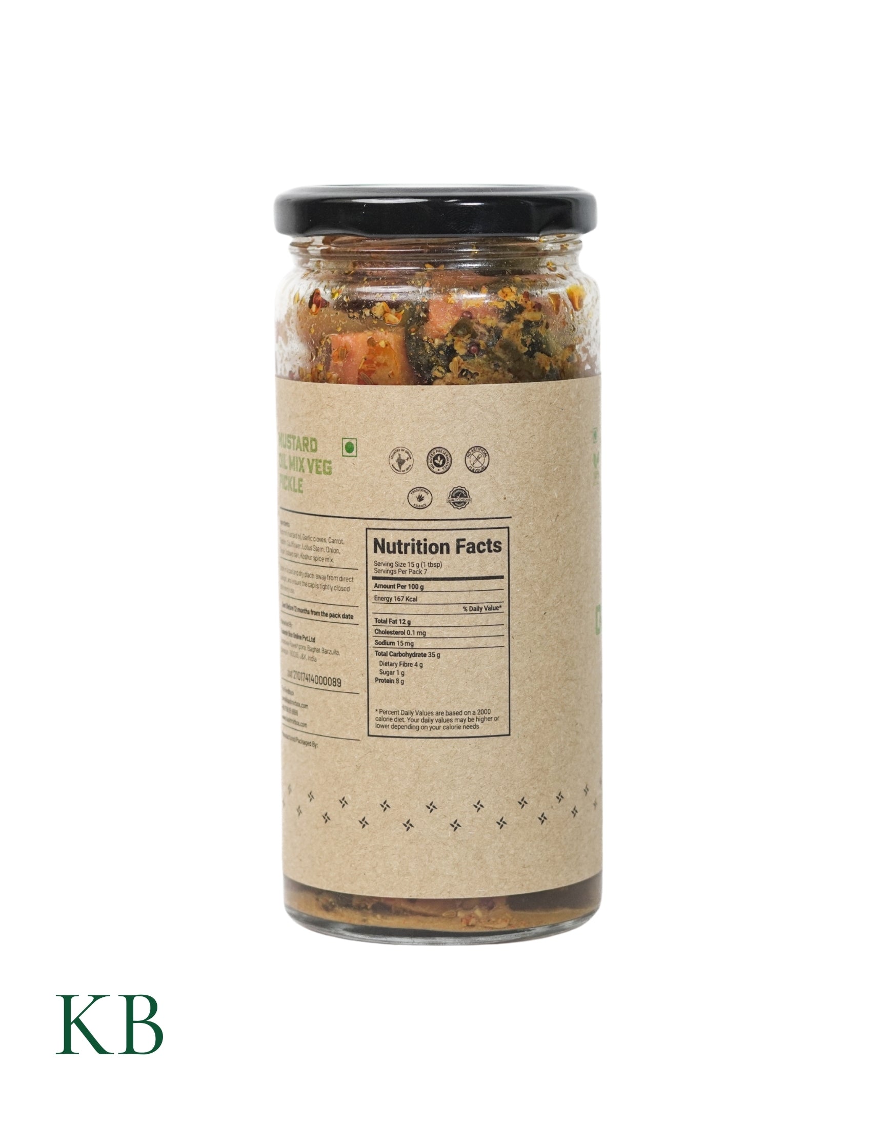 Mustard Oil Mix Veg Pickle | Sarson da Sabzi Achar |Farm Fresh Vegetables | Best Mixed Vegetable Pickle |Gourmet Healthy Pickles |Good for Digestion (250 g) - Kashmir Box