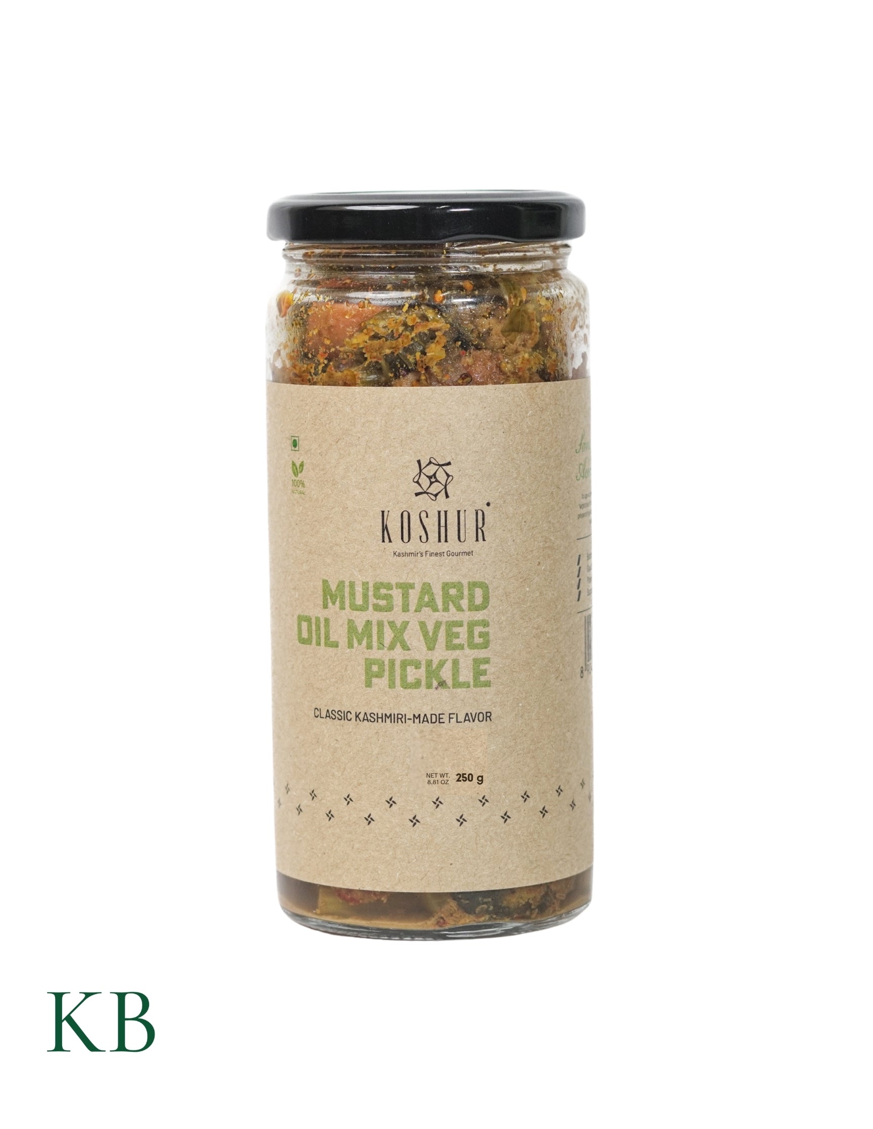 Mustard Oil Mix Veg Pickle | Sarson da Sabzi Achar |Farm Fresh Vegetables | Best Mixed Vegetable Pickle |Gourmet Healthy Pickles |Good for Digestion (250 g) - Kashmir Box