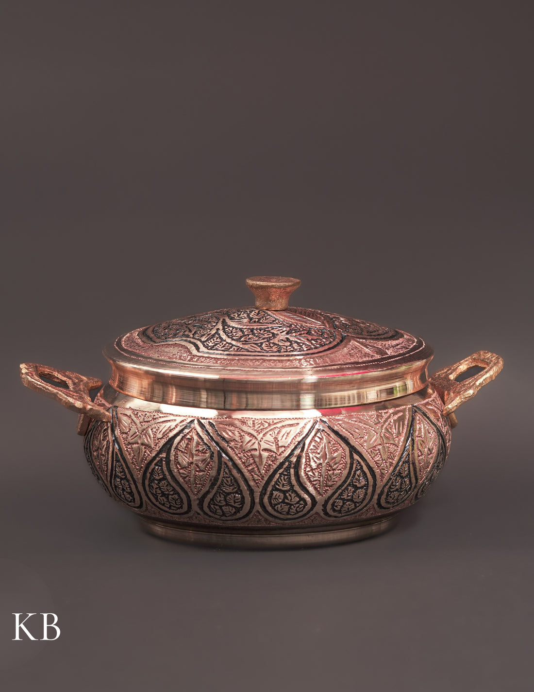 Kashmiri Copperware Serving Bowl with Lid – Artisan-Made | Handcrafted Heritage - Kashmir Box