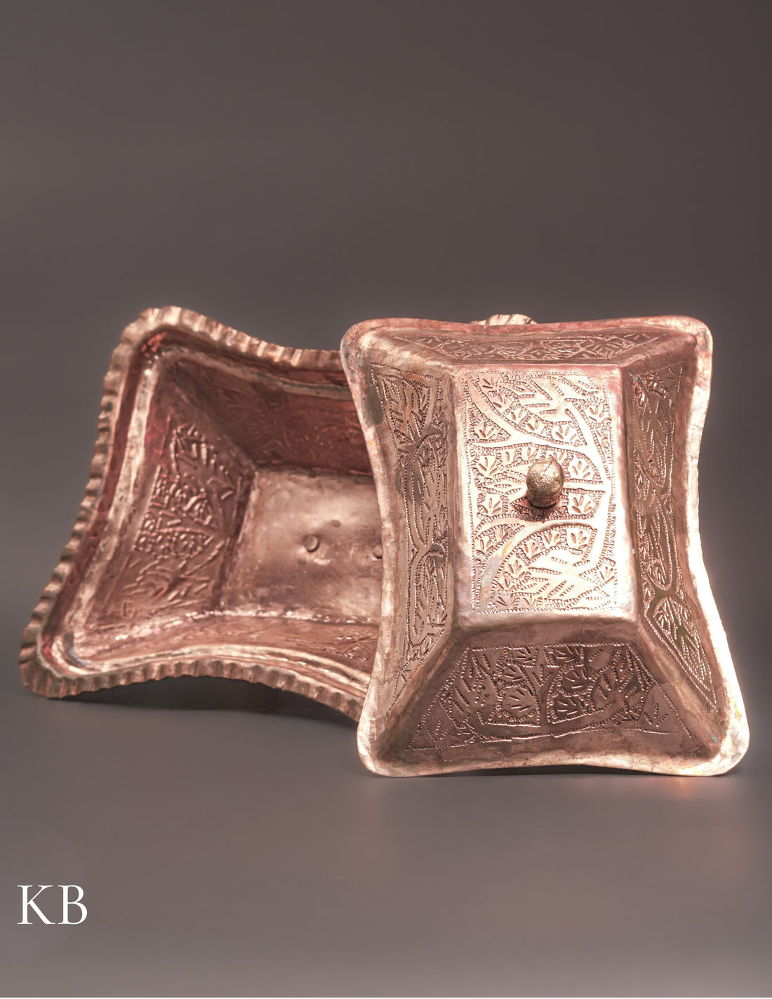 Kashmiri Copperware Butter Box with Stand – Artisan-Made | Handcrafted Heritage - Kashmir Box