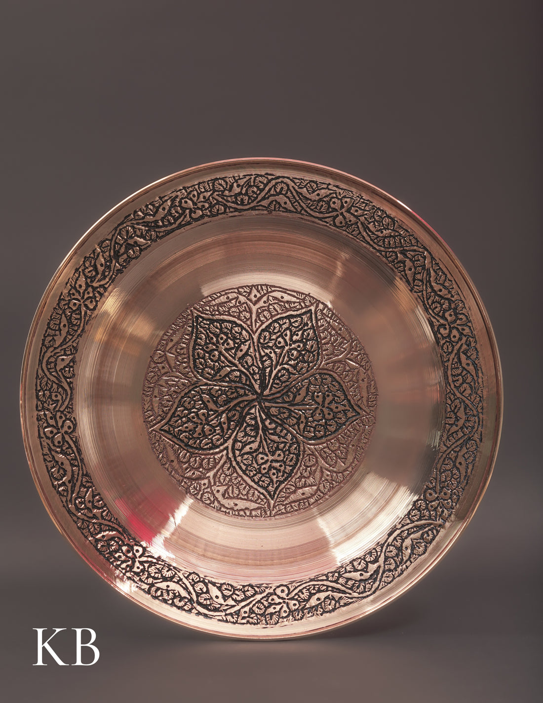 Kashmiri Copperware Plate – Artisan-Made | Handcrafted Heritage - Kashmir Box