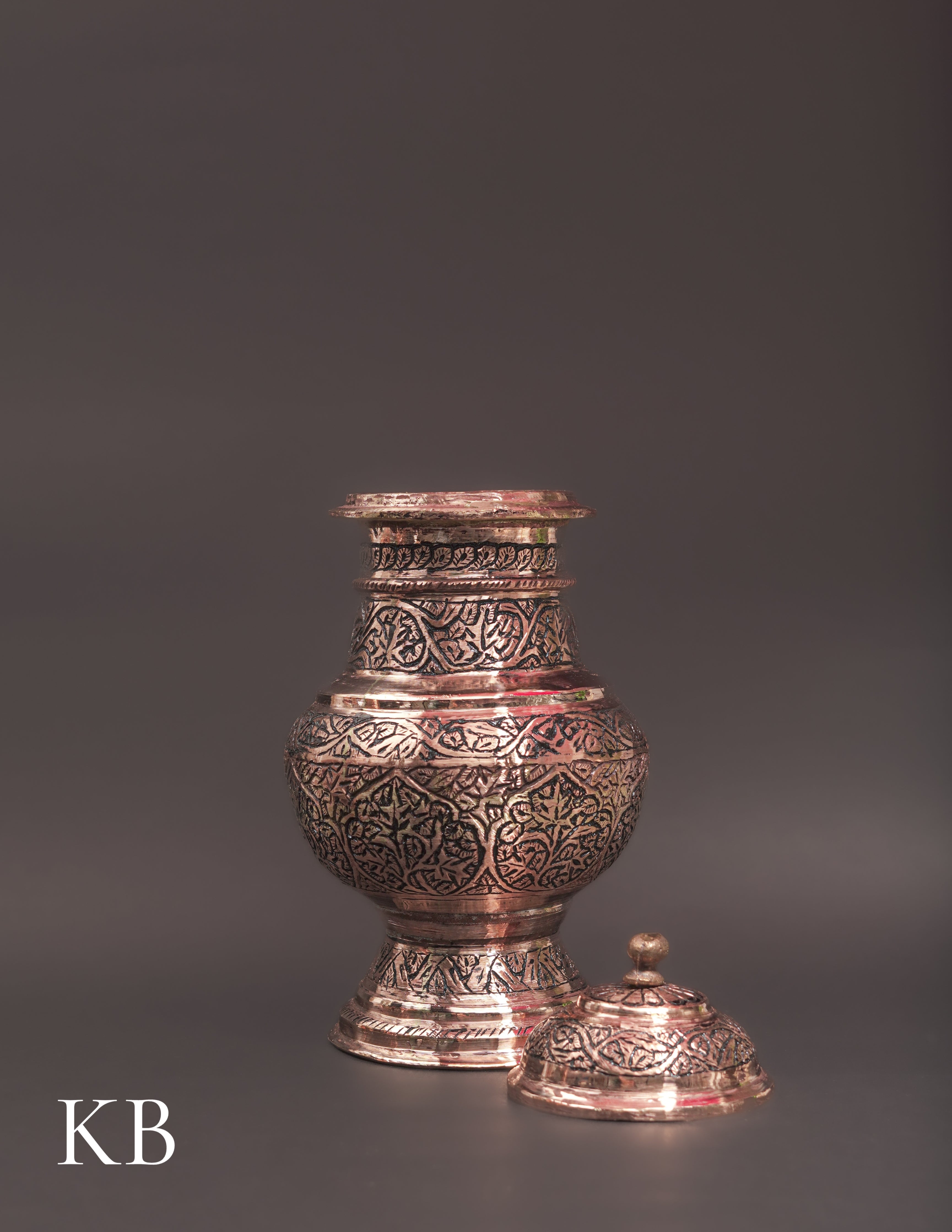 Kashmiri Copperware Oil Container with Spoon – Artisan-Made | Handcrafted Heritage - Kashmir Box