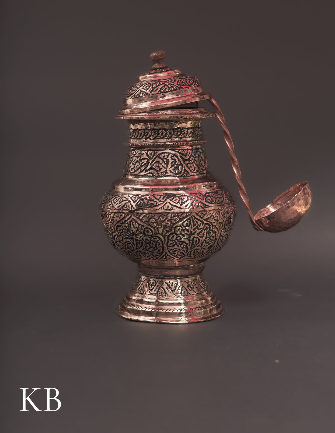 Kashmiri Copperware Oil Container with Spoon – Artisan-Made | Handcrafted Heritage - Kashmir Box