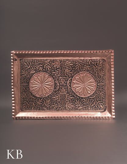 Kashmiri Copperware Serving Tray – Artisan-Made | Handcrafted Heritage - Kashmir Box