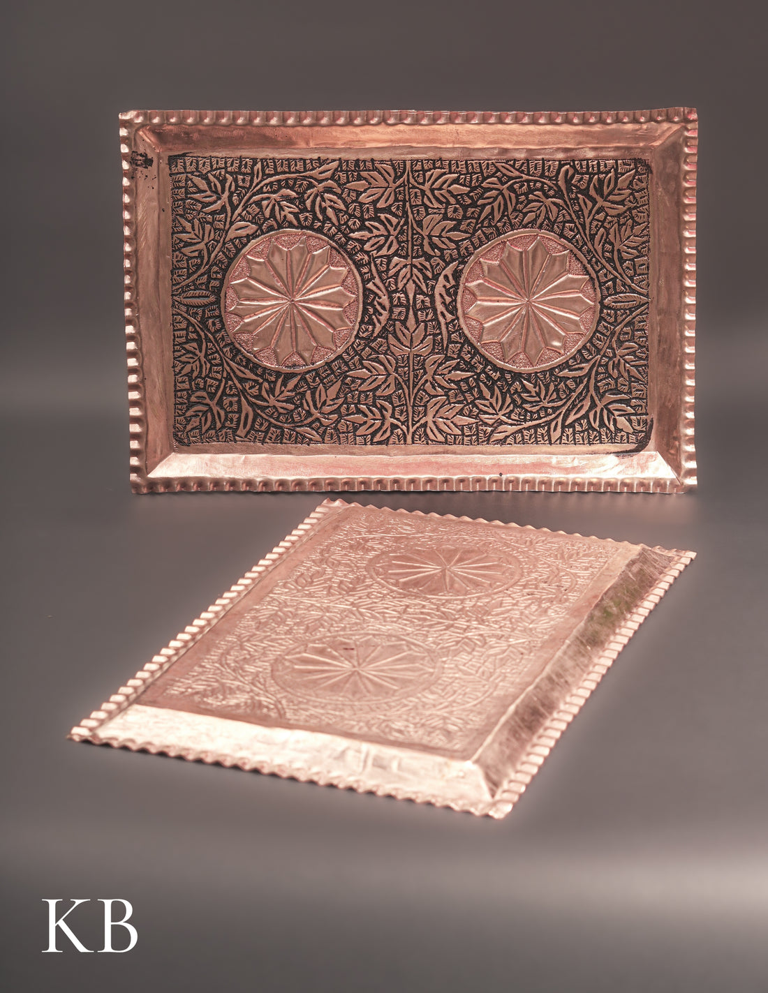 Kashmiri Copperware Serving Tray – Artisan-Made | Handcrafted Heritage - Kashmir Box