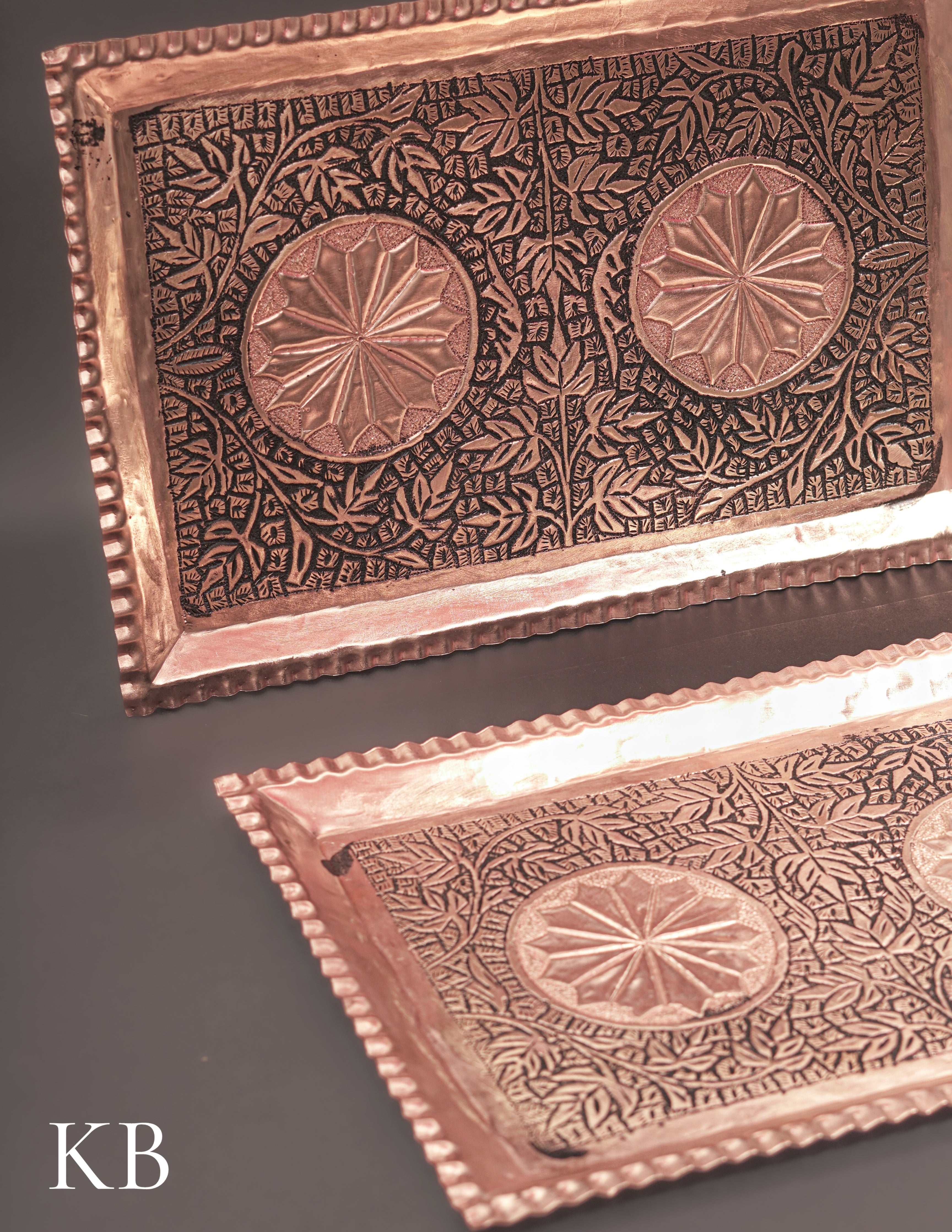 Kashmiri Copperware Serving Tray – Artisan-Made | Handcrafted Heritage - Kashmir Box