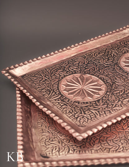 Kashmiri Copperware Serving Tray – Artisan-Made | Handcrafted Heritage - Kashmir Box