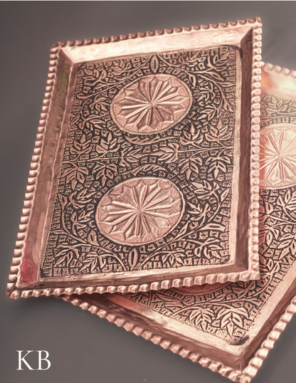Kashmiri Copperware Serving Tray – Artisan-Made | Handcrafted Heritage - Kashmir Box