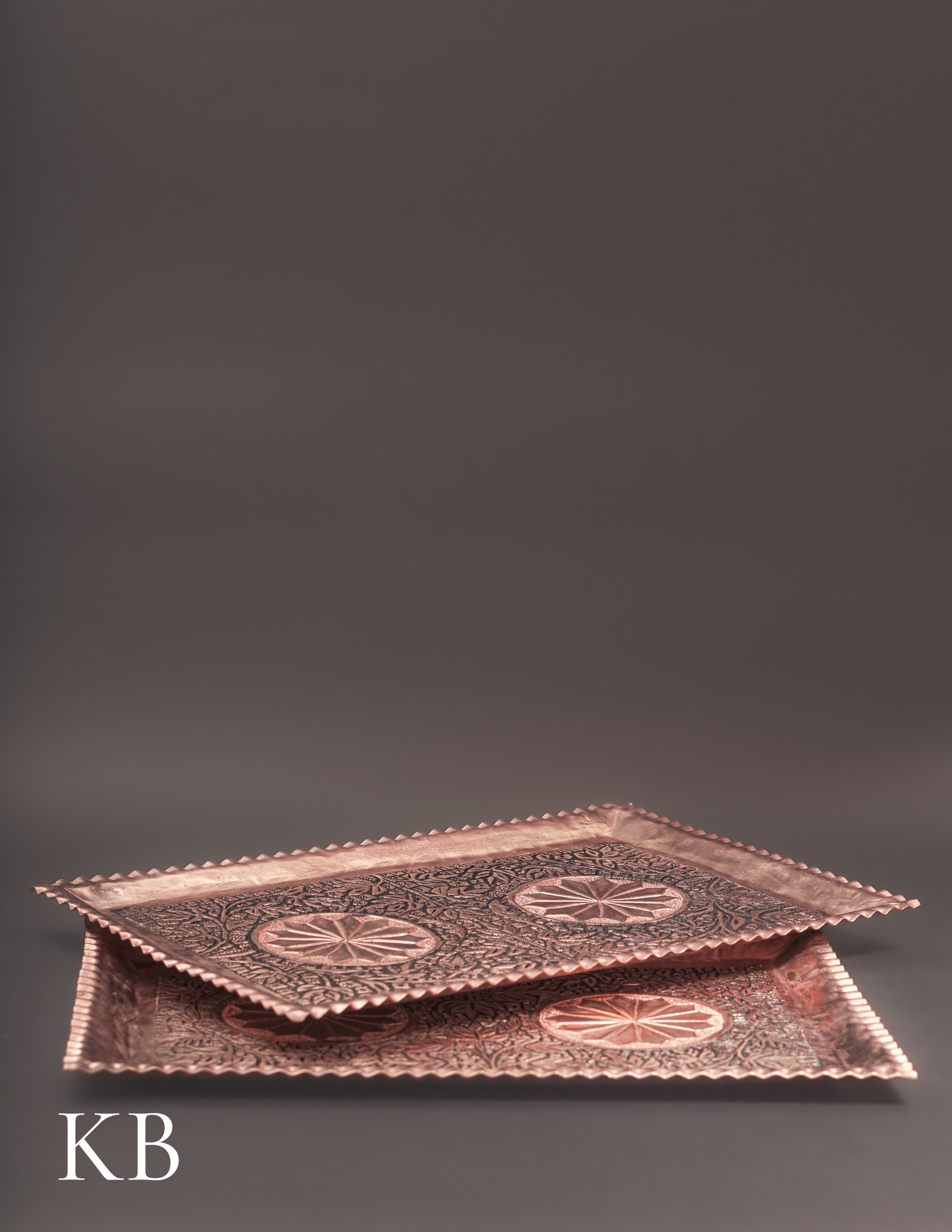 Kashmiri Copperware Serving Tray – Artisan-Made | Handcrafted Heritage - Kashmir Box