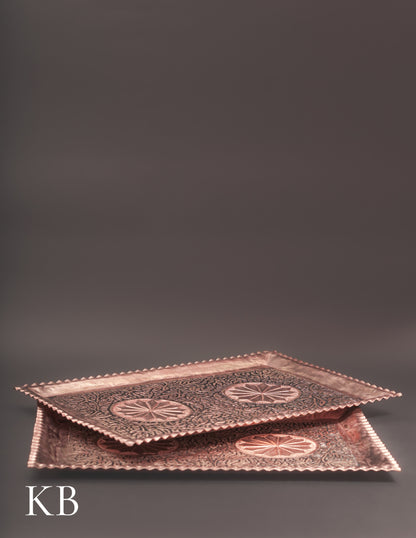 Kashmiri Copperware Serving Tray – Artisan-Made | Handcrafted Heritage - Kashmir Box