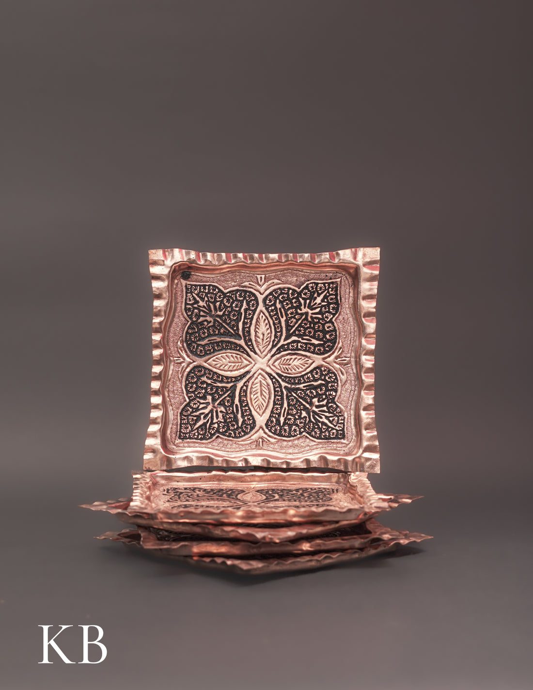 Kashmiri Copperware Quarter Plates – Artisan-Made | Handcrafted Heritage - Kashmir Box