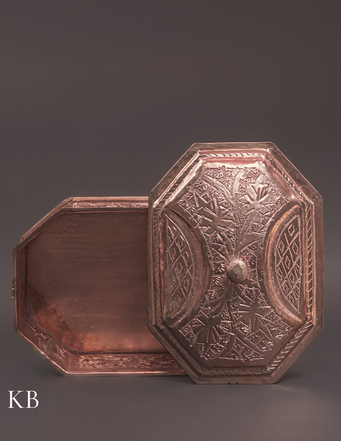 Kashmiri Copperware Butter Box with Lid – Handcrafted | Vintage Tabletop Accent - Kashmir Box