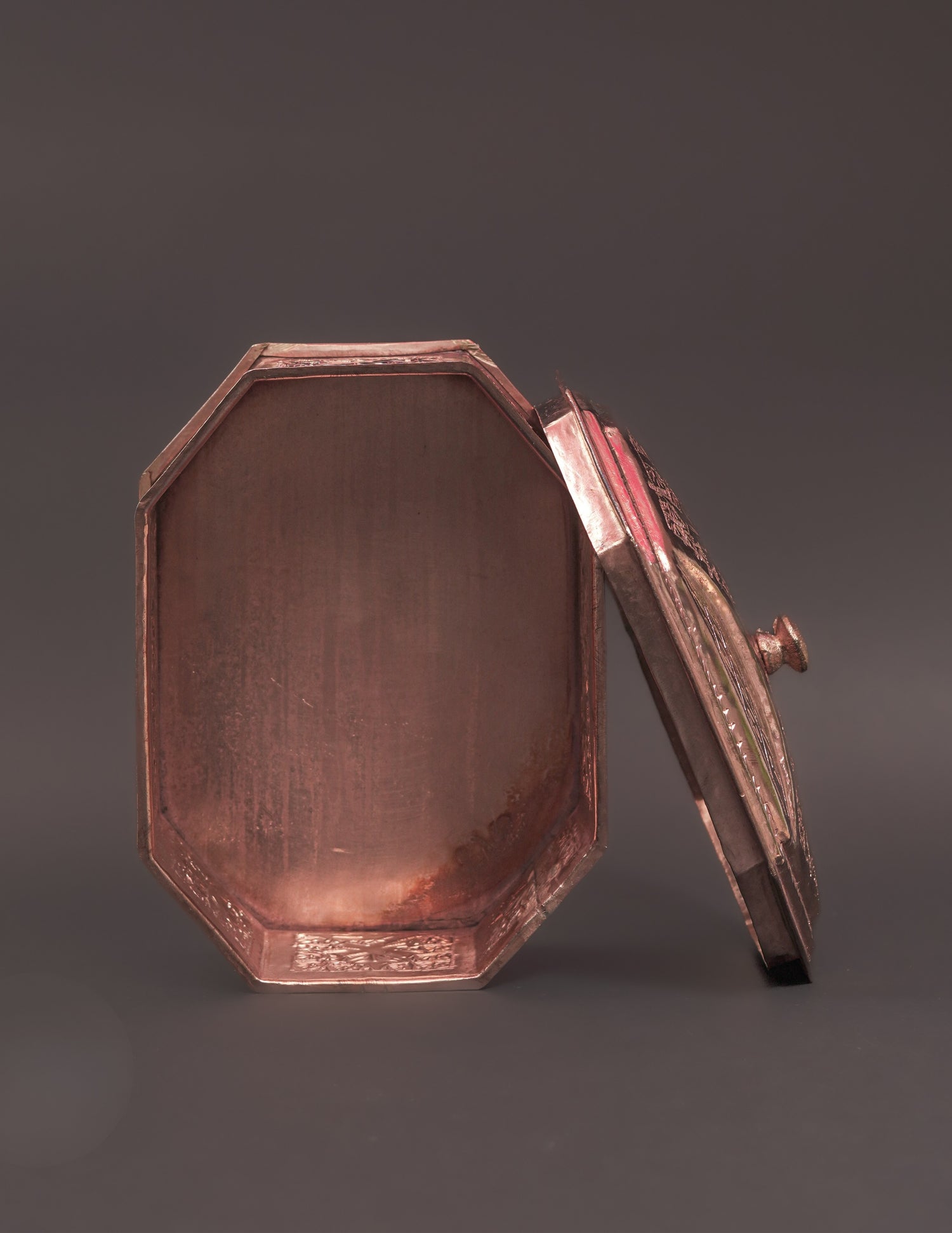 Kashmiri Copperware Butter Box with Lid – Handcrafted | Vintage Tabletop Accent - Kashmir Box