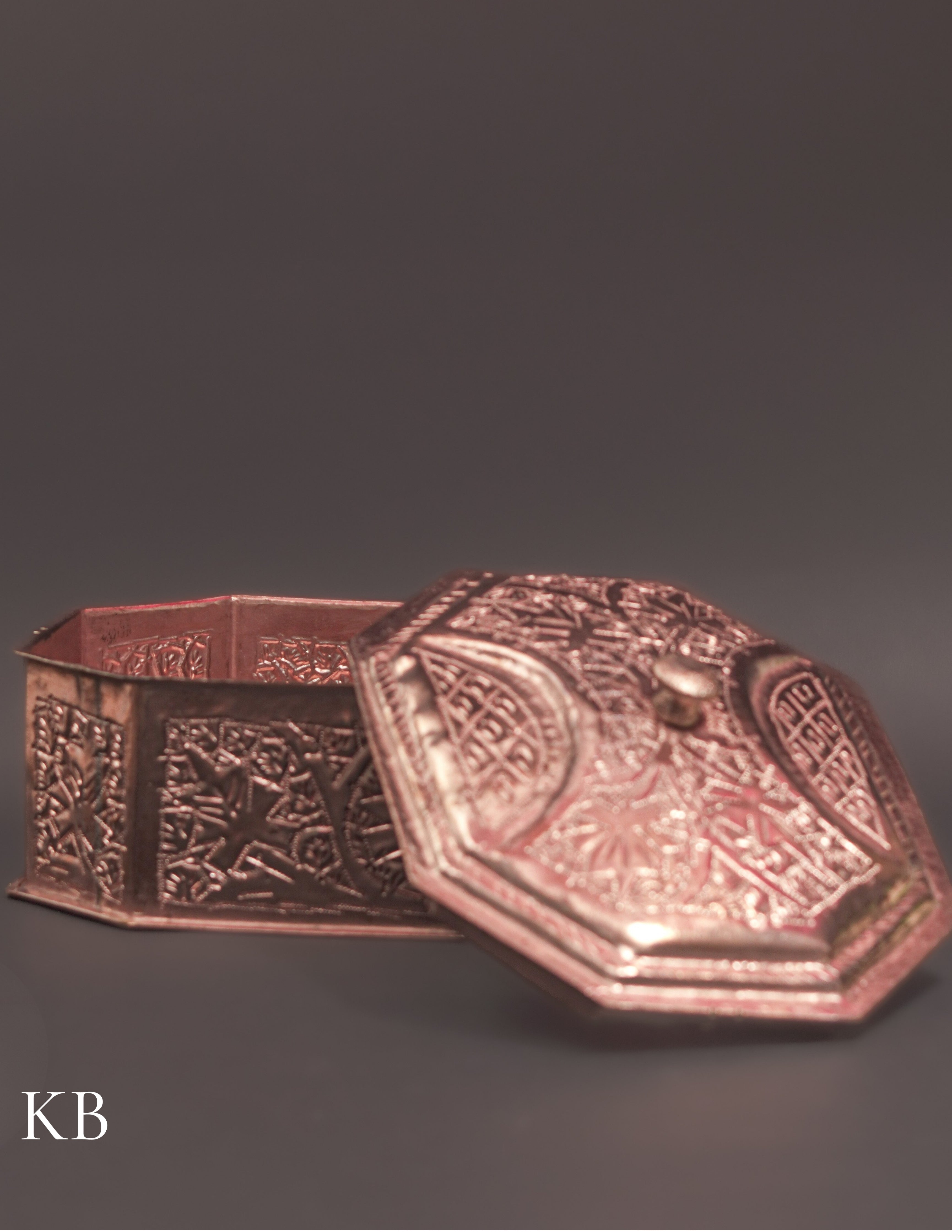Kashmiri Copperware Butter Box with Lid – Handcrafted | Vintage Tabletop Accent - Kashmir Box
