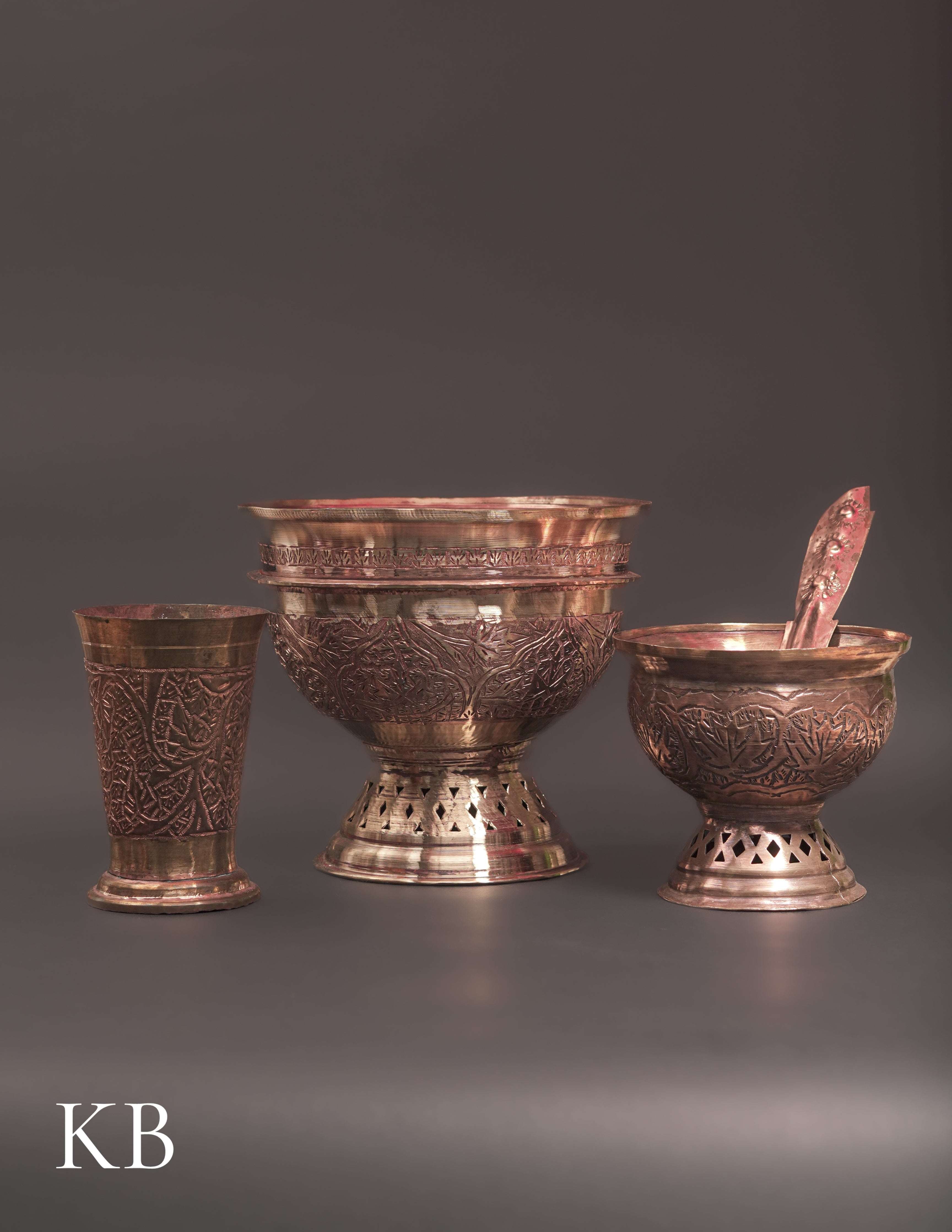 Kashmiri Copperware Kenz Set – 4 Pieces | Artisan-Made