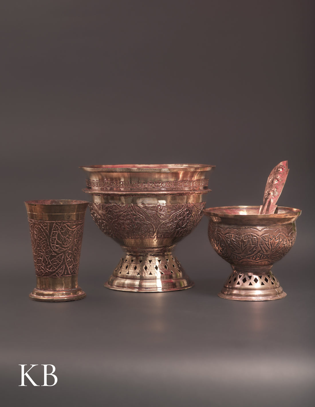 Kashmiri Copperware Kenz Set – 4 Pieces | Artisan-Made | Handcrafted Heritage - Kashmir Box