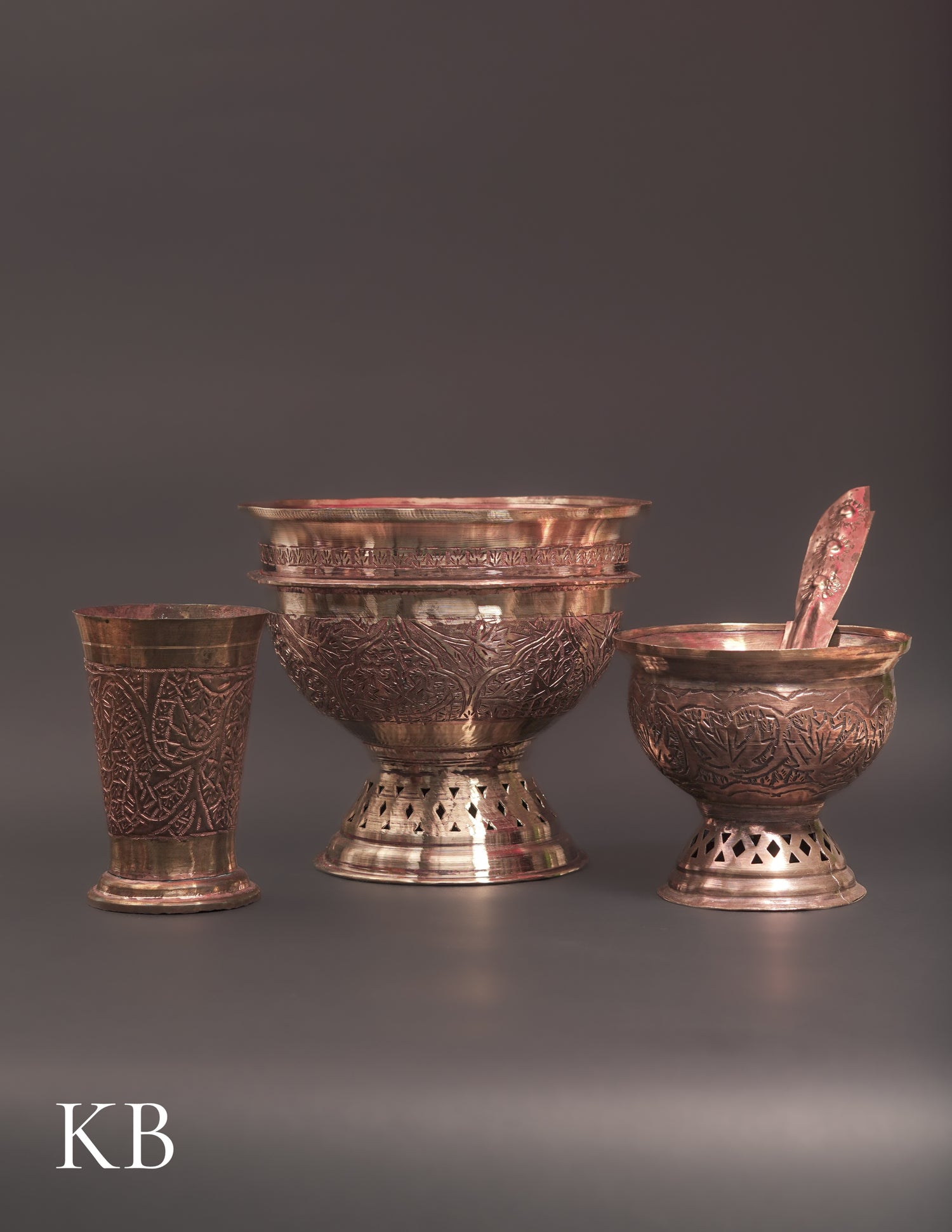 Kashmiri Copperware Kenz Set – 4 Pieces | Artisan-Made | Handcrafted Heritage - Kashmir Box