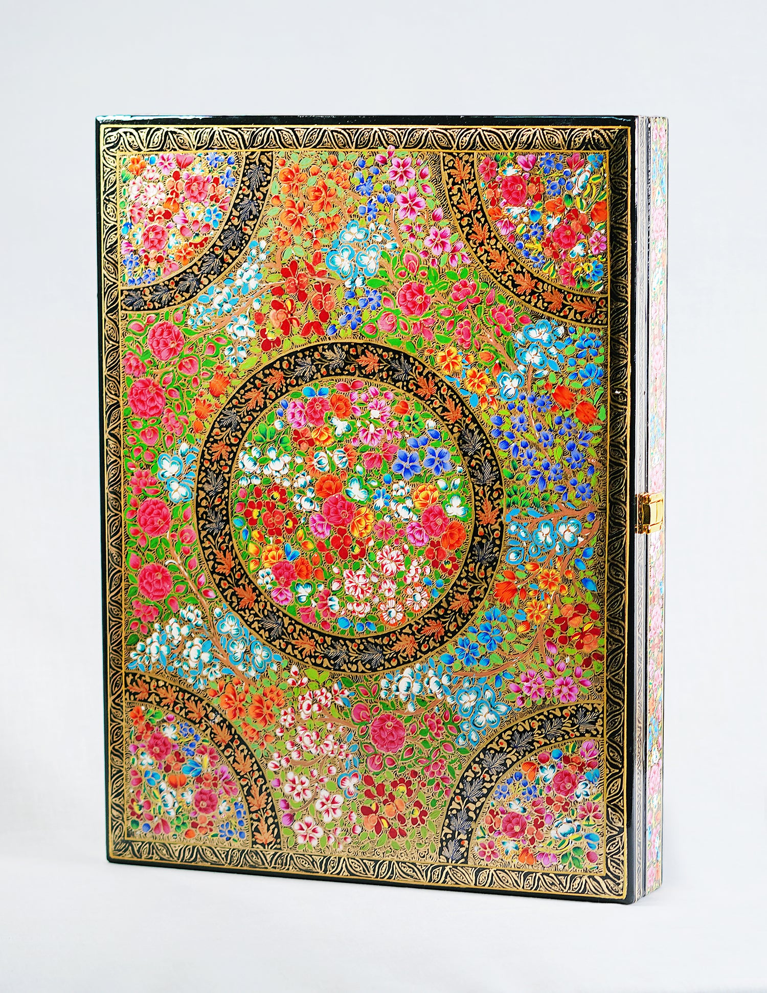 Handmade Kashmir Papier-Mâché Pashmina Box — Hand-Painted Design | 30.5 cm (L) × 40.5 cm (B) × 5.5 cm (H)