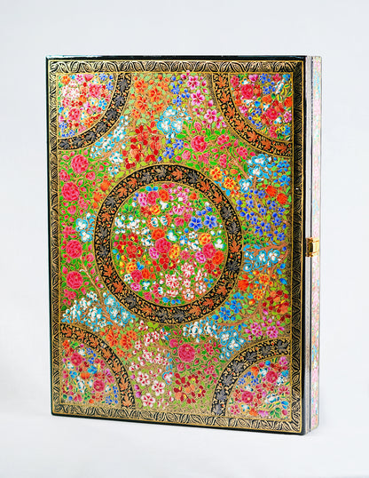 Handmade Kashmir Papier-Mâché Pashmina Box — Hand-Painted Design | 30.5 cm (L) × 40.5 cm (B) × 5.5 cm (H)