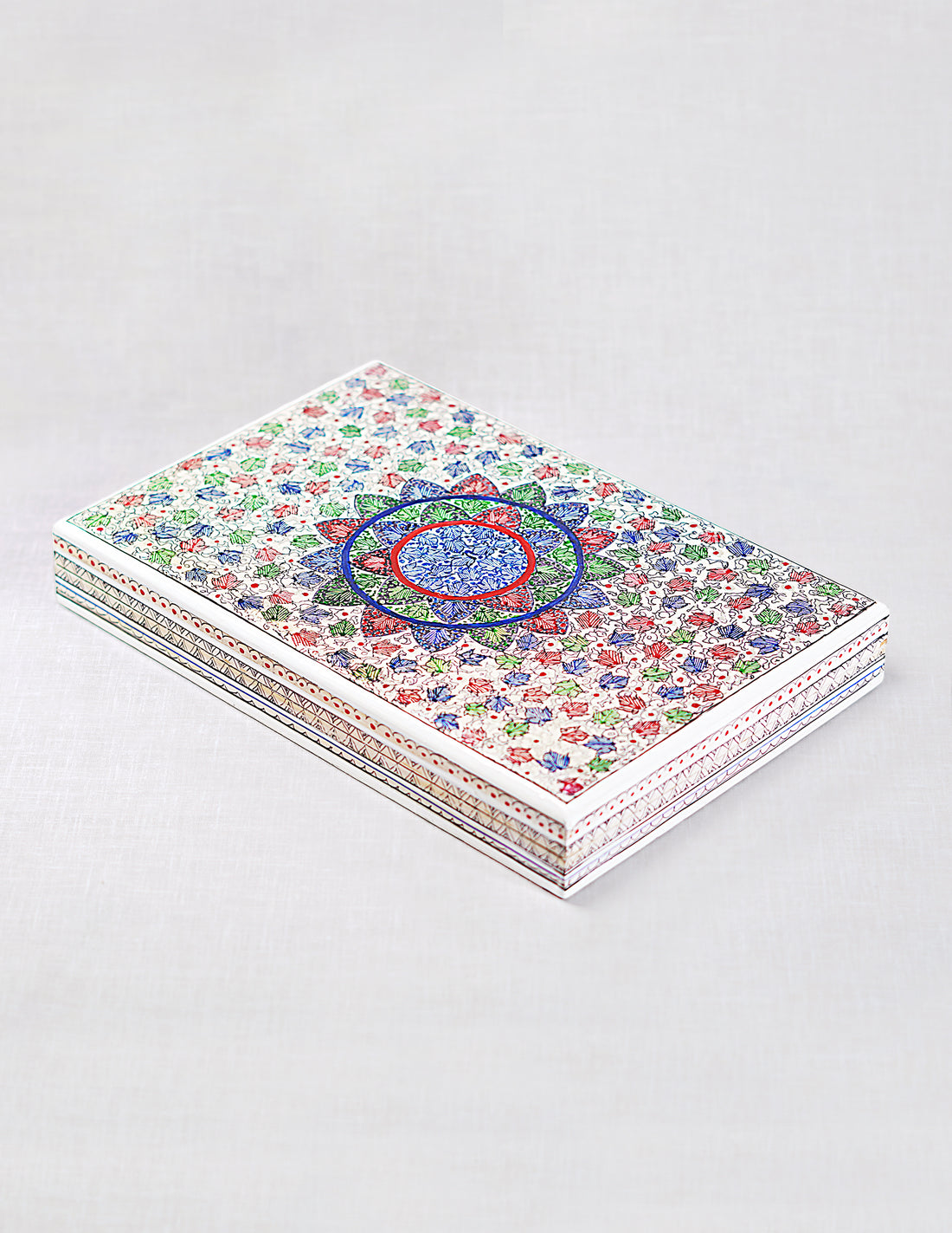 Papier-Mâché Flat Box — Hand-Painted Design | 16.5 cm (L) × 25.5 cm (B) × 3.5 cm (H)
