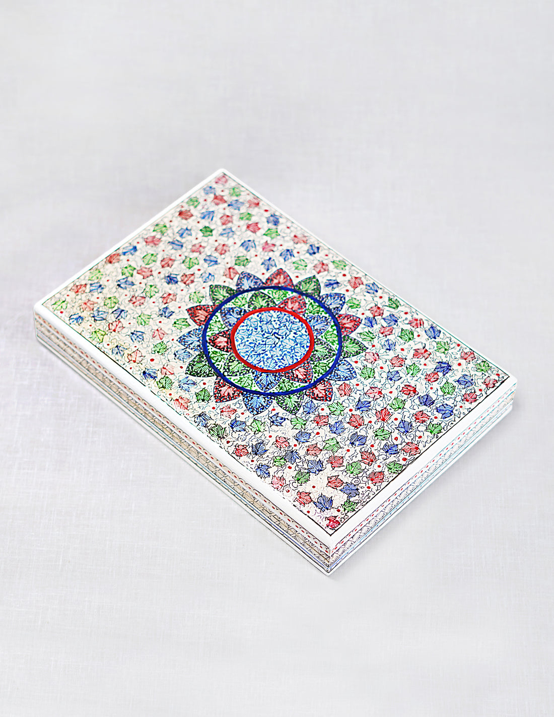 Papier-Mâché Flat Box — Hand-Painted Design | 16.5 cm (L) × 25.5 cm (B) × 3.5 cm (H)