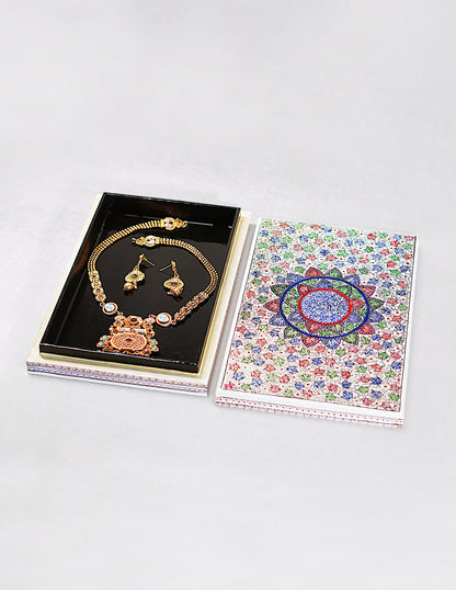Handmade Kashmir Papier-Mâché Flat Box — Hand-Painted Design | 16.5 cm (L) × 25.5 cm (B) × 3.5 cm (H)
