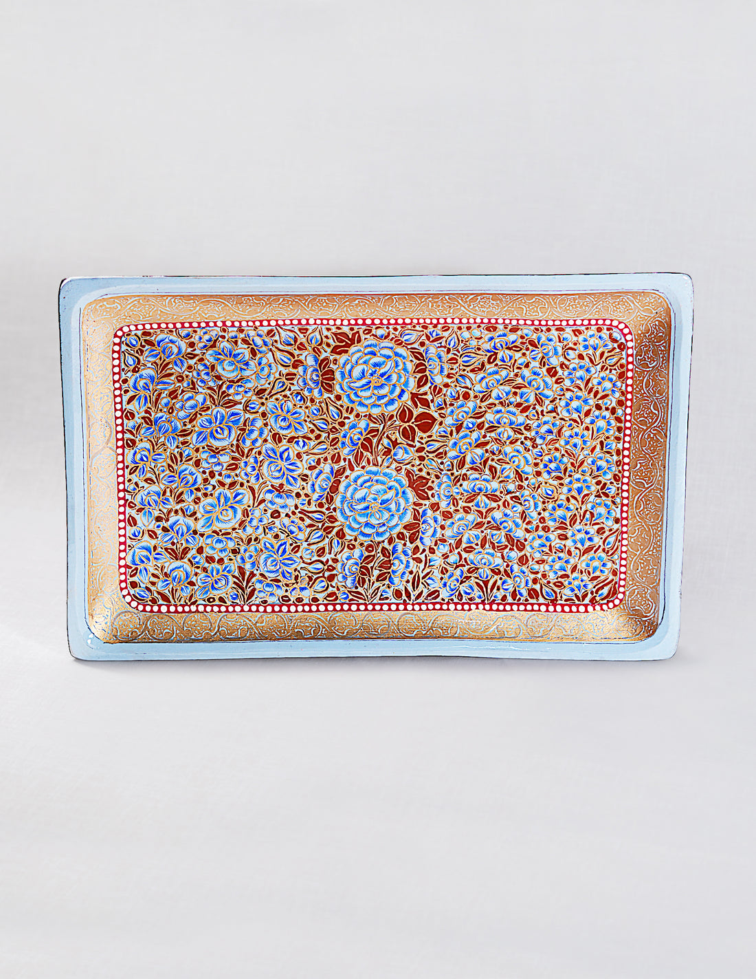 Papier-Mâché Rectangular Tray — Hand-Painted Design | 19.5 cm (L) × 30.3 cm (B) × 2.5 cm (H)