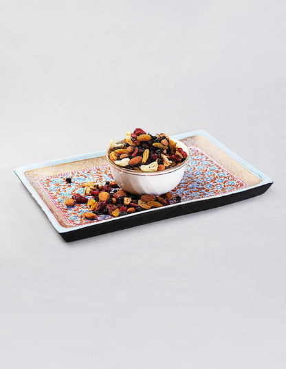 Handmade Kashmir Papier-Mâché Rectangular Tray — Hand-Painted Design | 19.5 cm (L) × 30.3 cm (B) × 2.5 cm (H)