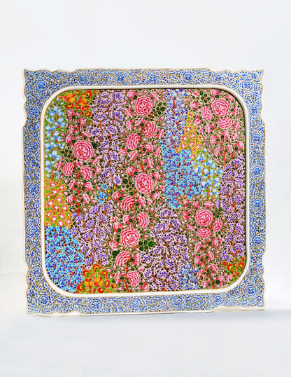 Handmade Kashmir Papier-Mâché Wall Panel — Hand-Painted Design | 45 cm (L) × 45 cm (B) × 1 cm (H)