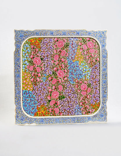 Handmade Kashmir Papier-Mâché Wall Panel — Hand-Painted Design | 45 cm (L) × 45 cm (B) × 1 cm (H)