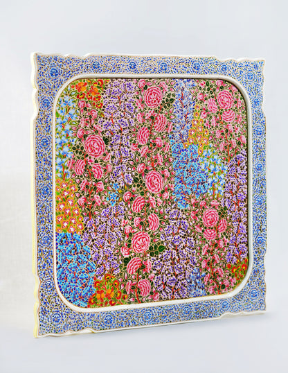 Handmade Kashmir Papier-Mâché Wall Panel — Hand-Painted Design | 45 cm (L) × 45 cm (B) × 1 cm (H)