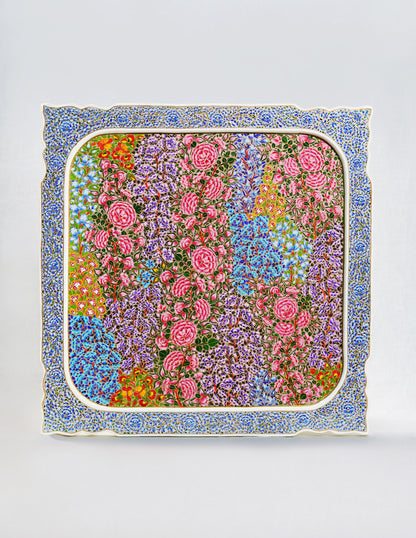 Handmade Kashmir Papier-Mâché Wall Panel — Hand-Painted Design | 45 cm (L) × 45 cm (B) × 1 cm (H)