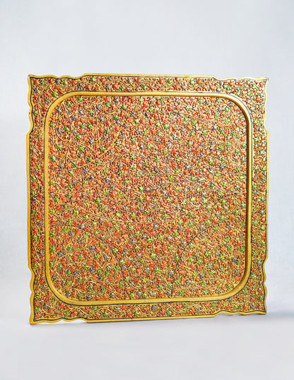Handmade Kashmir Papier-Mâché Wall Panel — Hand-Painted Design | 45 cm (L) × 45 cm (B) × 1 cm (H)