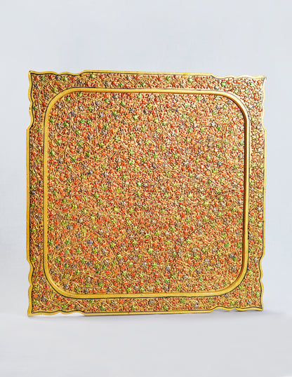 Handmade Kashmir Papier-Mâché Wall Panel — Hand-Painted Design | 45 cm (L) × 45 cm (B) × 1 cm (H)