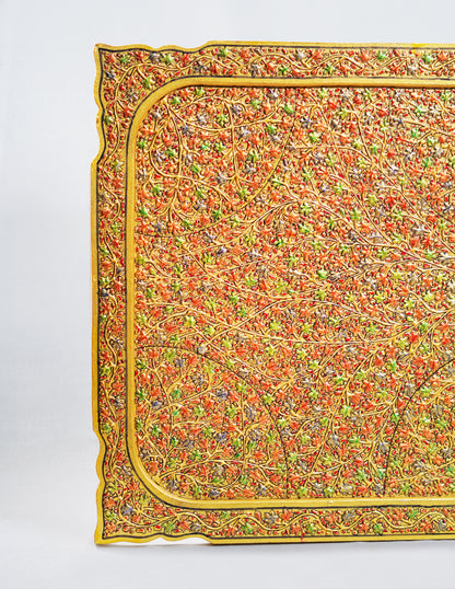 Handmade Kashmir Papier-Mâché Wall Panel — Hand-Painted Design | 45 cm (L) × 45 cm (B) × 1 cm (H)