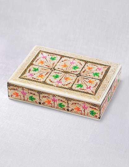 Handmade Kashmir Papier-Mâché Flat Box — Hand-Painted Design | 12.5 cm (L) × 17.5 cm (B) × 4 cm (H)