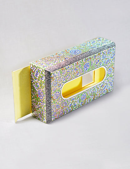 Handmade Kashmir Papier-Mâché Tissue Box — Hand-Painted Design | 14.5 cm (L) × 25 cm (B) × 7.5 cm (H)