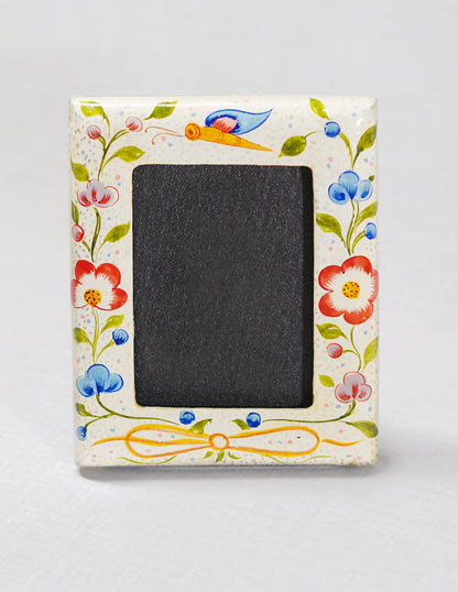 Handmade Kashmir Papier-Mâché Photo Frame — Hand-Painted Design | 13 cm (L) × 10 cm (B) × 1 cm (H)