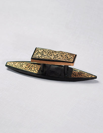 Handmade Kashmir Papier-Mâché Decorative Shikara — Hand-Painted Design | 4 cm (L) × 21 cm (B) × 5.5 cm (H)