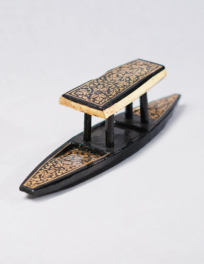 Handmade Kashmir Papier-Mâché Decorative Shikara — Hand-Painted Design | 4 cm (L) × 21 cm (B) × 5.5 cm (H)