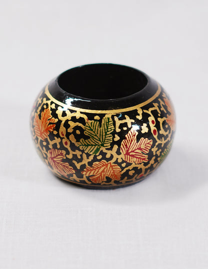 Handmade Kashmir Papier-Mâché Tissue Holder — Hand-Painted Design | Ø 3.5 cm × 3.5 cm (H)
