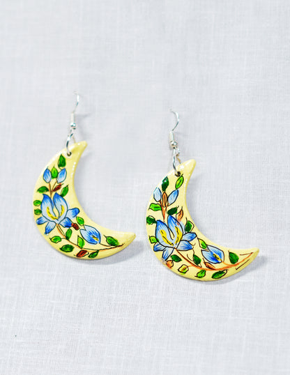 Handmade Kashmir Papier-Mâché Ear Ring (Set of 2) — Hand-Painted Design | 5 cm (L) × 2 cm (B)
