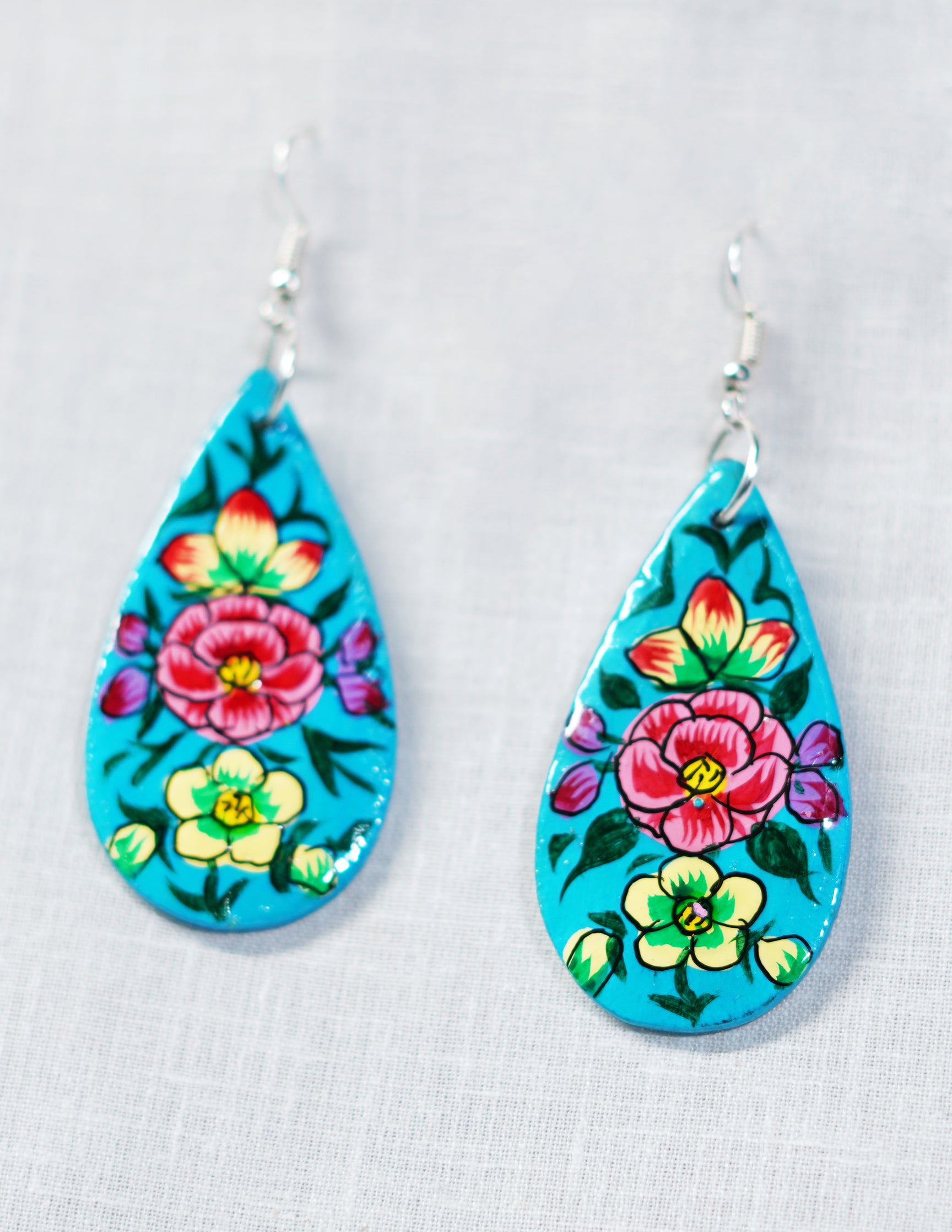 Handmade Kashmir Papier-Mâché Ear Ring (Set of 2) — Hand-Painted Design | 2.5 cm (L) × 5 cm (B)
