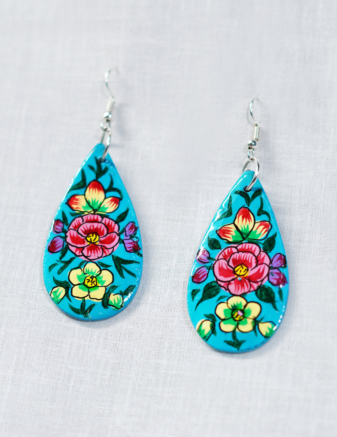 Papier-Mâché Ear Ring (Set of 2) — Hand-Painted Design | 2.5 cm (L) × 5 cm (B)