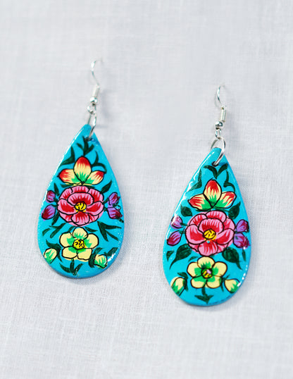 Handmade Kashmir Papier-Mâché Ear Ring (Set of 2) — Hand-Painted Design | 2.5 cm (L) × 5 cm (B)
