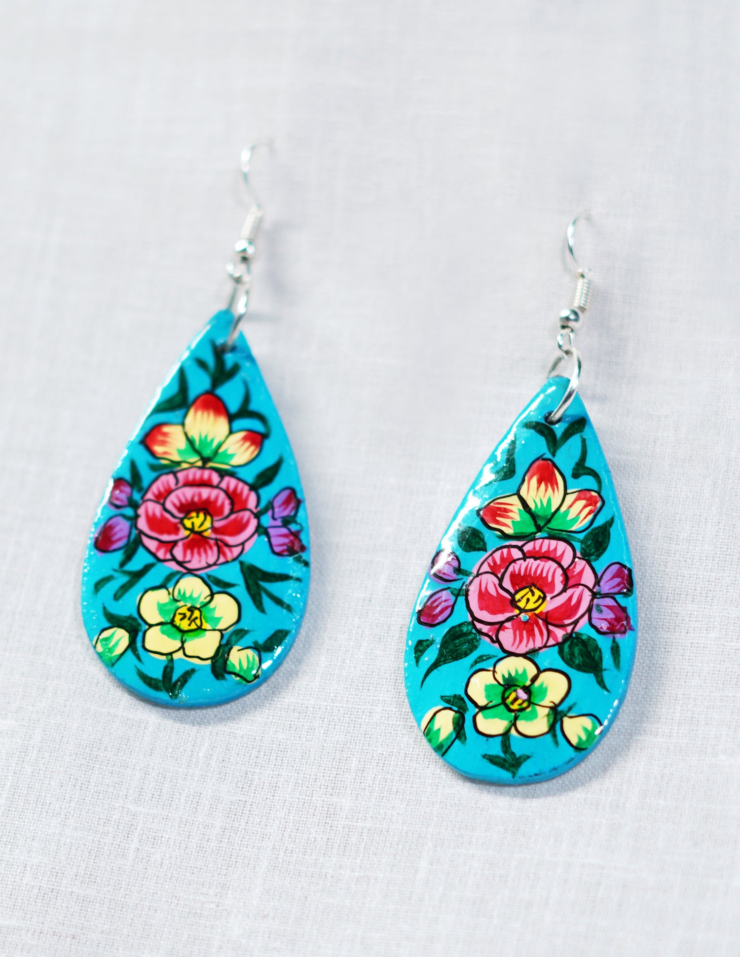 Handmade Kashmir Papier-Mâché Ear Ring (Set of 2) — Hand-Painted Design | 2.5 cm (L) × 5 cm (B)