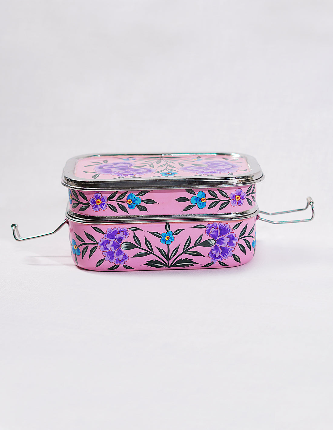 Papier-Mâché Tiffen Box — Hand-Painted Design | 11.5 cm (L) × 17.5 cm (B) × 8 cm (H)