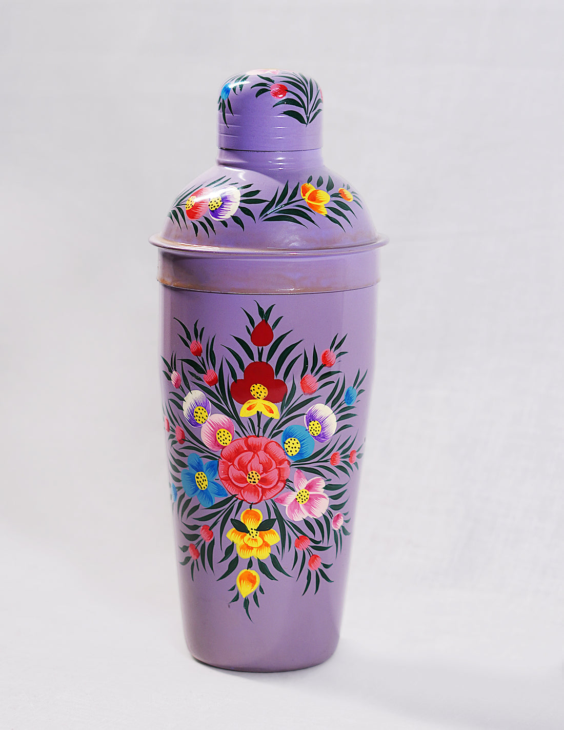 Papier-Mâché Cocktail Shaker — Hand-Painted Design | Ø 8.5 cm × 24 cm (H)