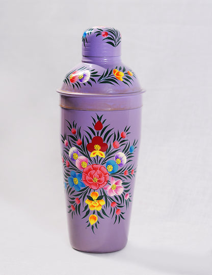 Handmade Kashmir Papier-Mâché Cocktail Shaker — Hand-Painted Design | Ø 8.5 cm × 24 cm (H)
