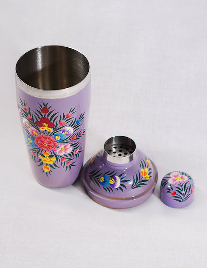 Handmade Kashmir Papier-Mâché Cocktail Shaker — Hand-Painted Design | Ø 8.5 cm × 24 cm (H)